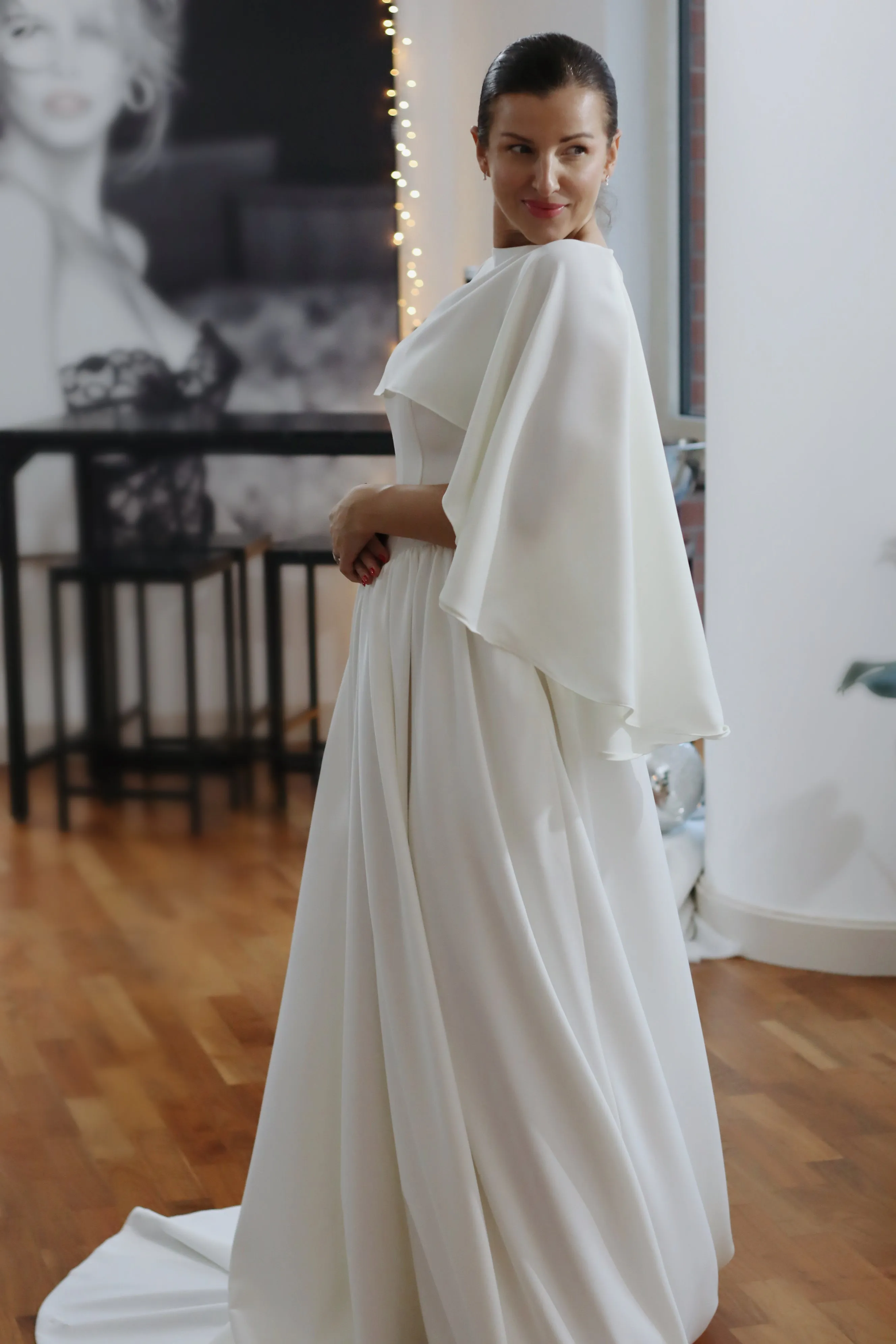 Luxury Crepe Wedding Cape