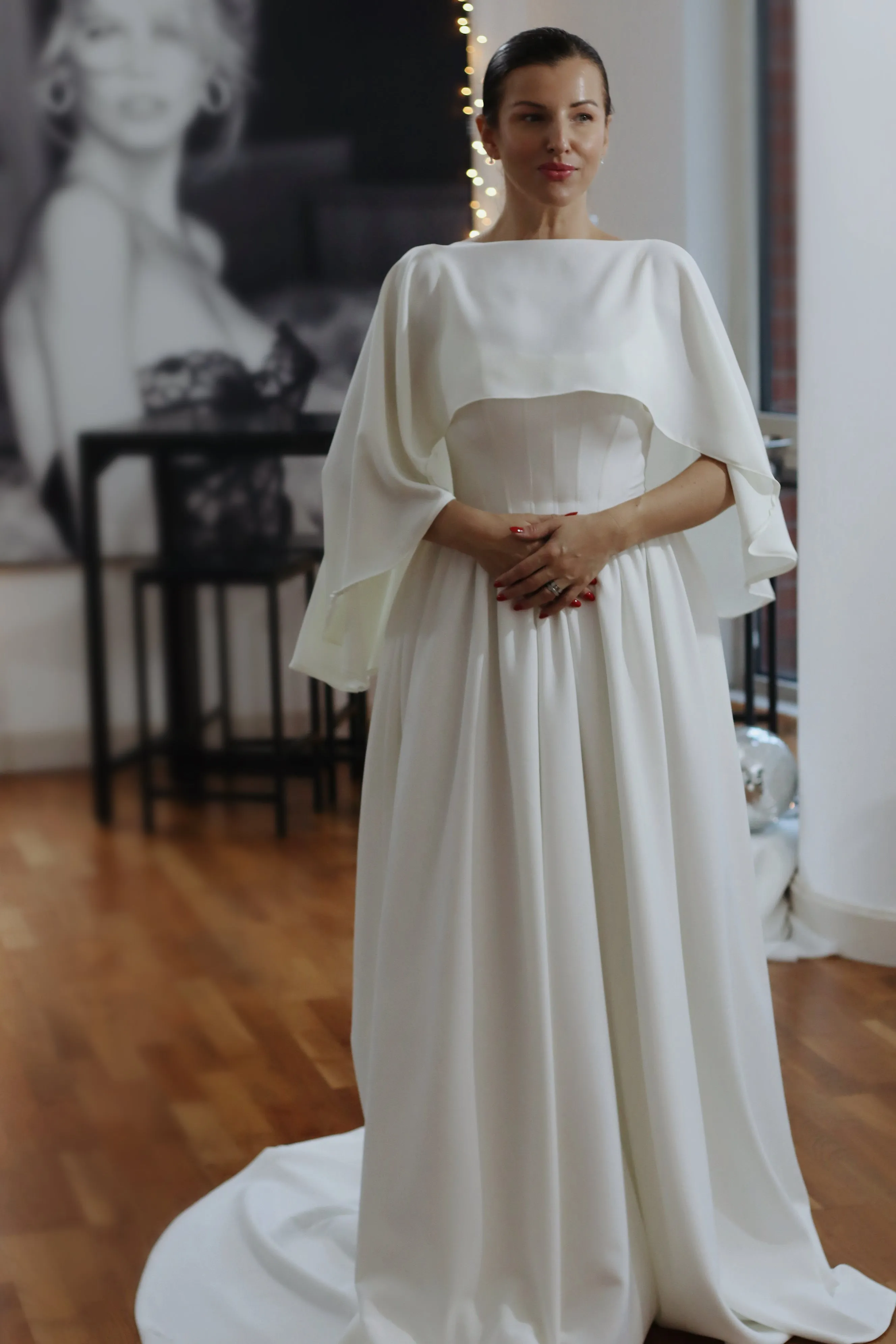 Luxury Crepe Wedding Cape