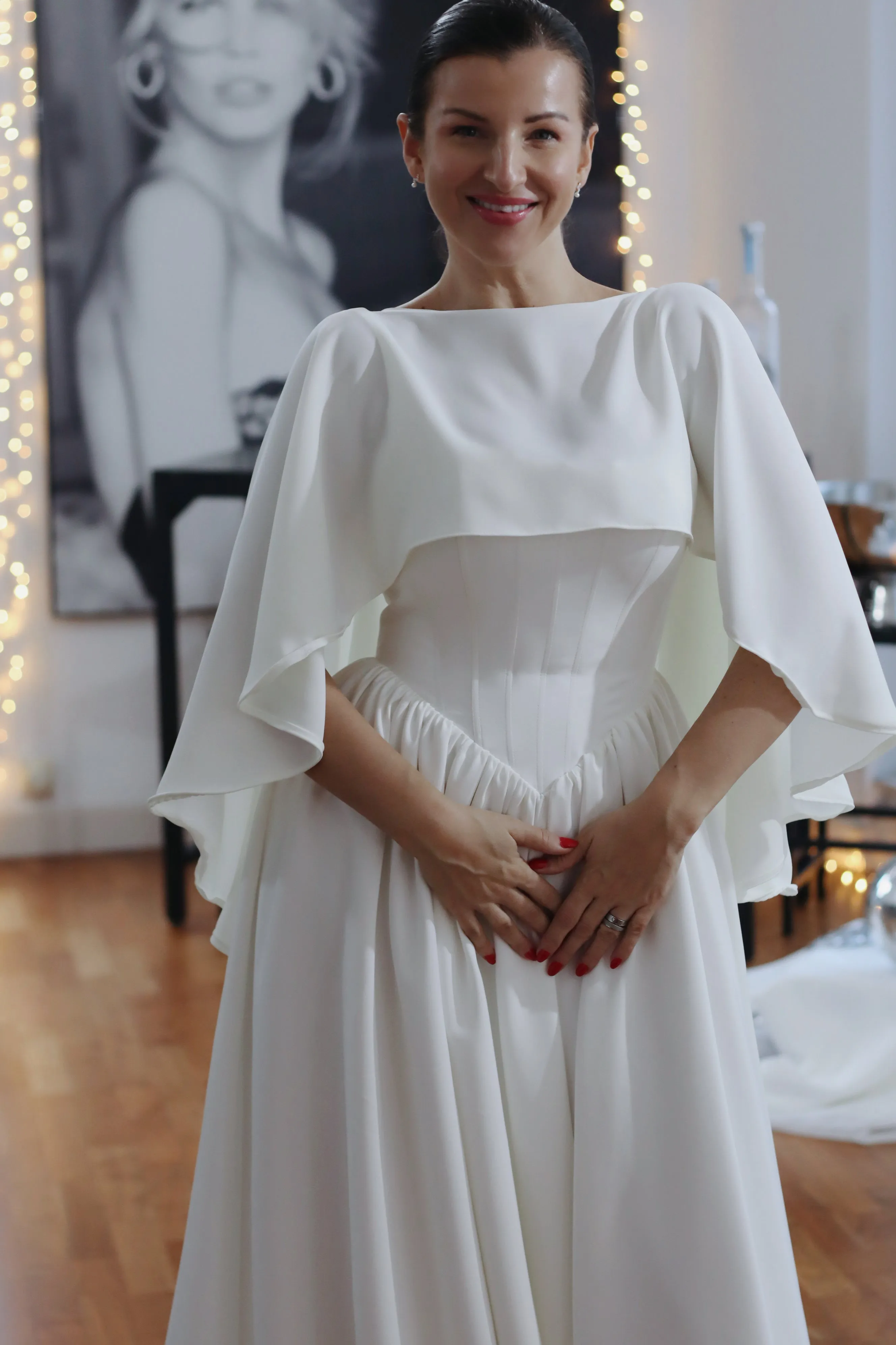 Luxury Crepe Wedding Cape