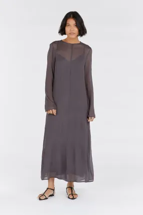 MARI EGGPLANT LONG SLEEVED DRESS