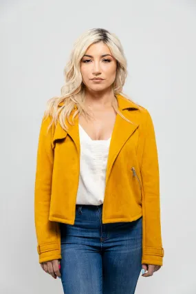 Megan Women's Vegan Faux Suede Jacket Mustard (POS)