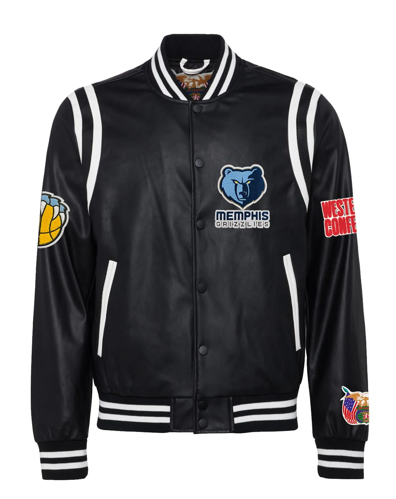 MEMPHIS GRIZZLIES VEGAN LEATHER JACKET Black / White