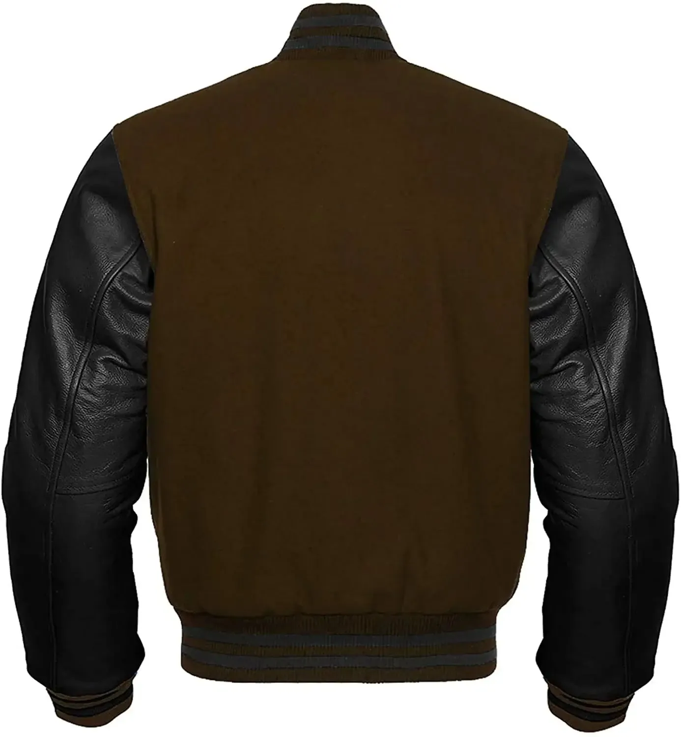 Mens Brown And Black Varsity Jacket