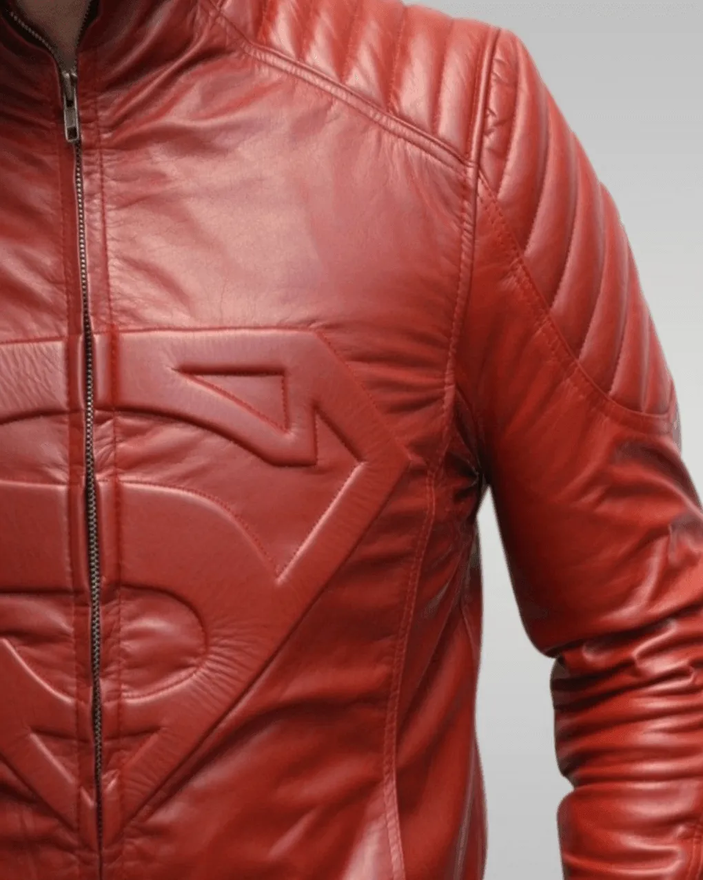 Mens Red Superman Leather Jacket