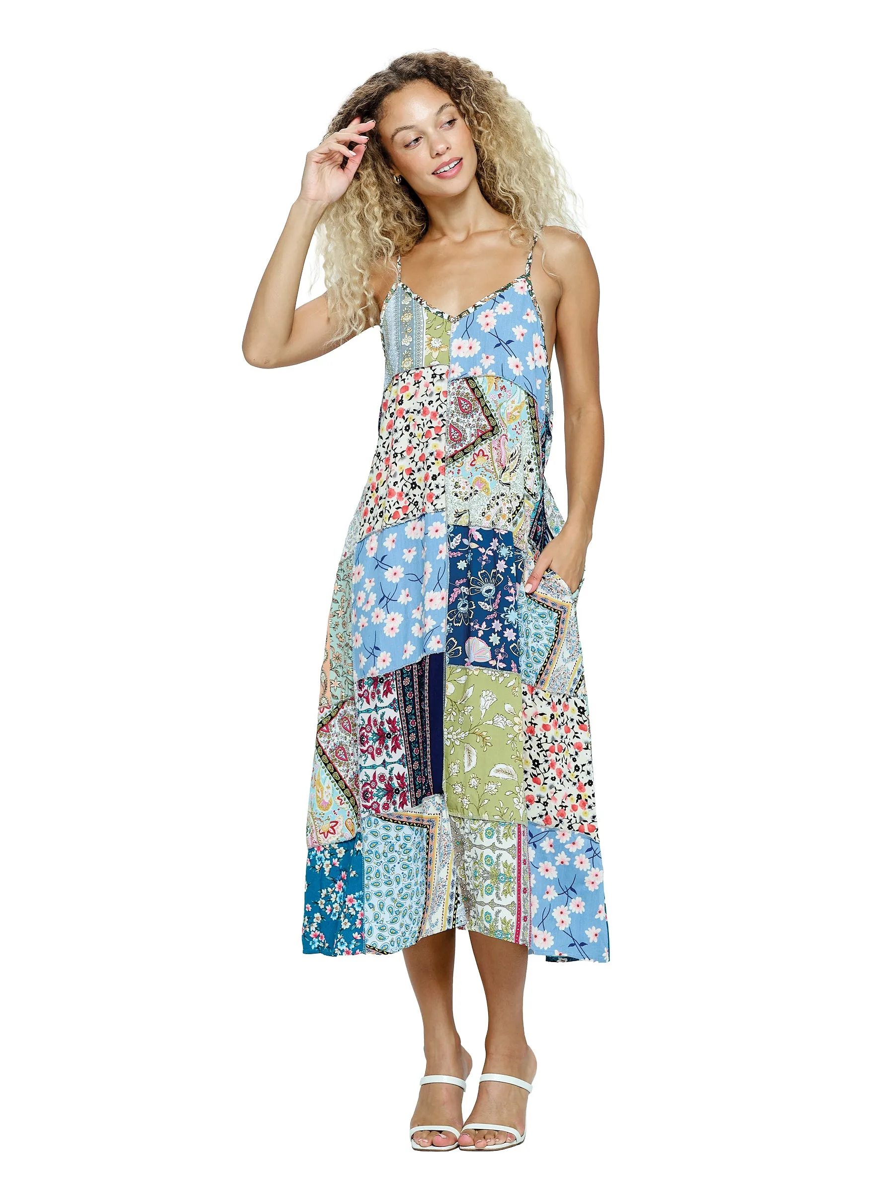 Midi Dress Floral Patchwork