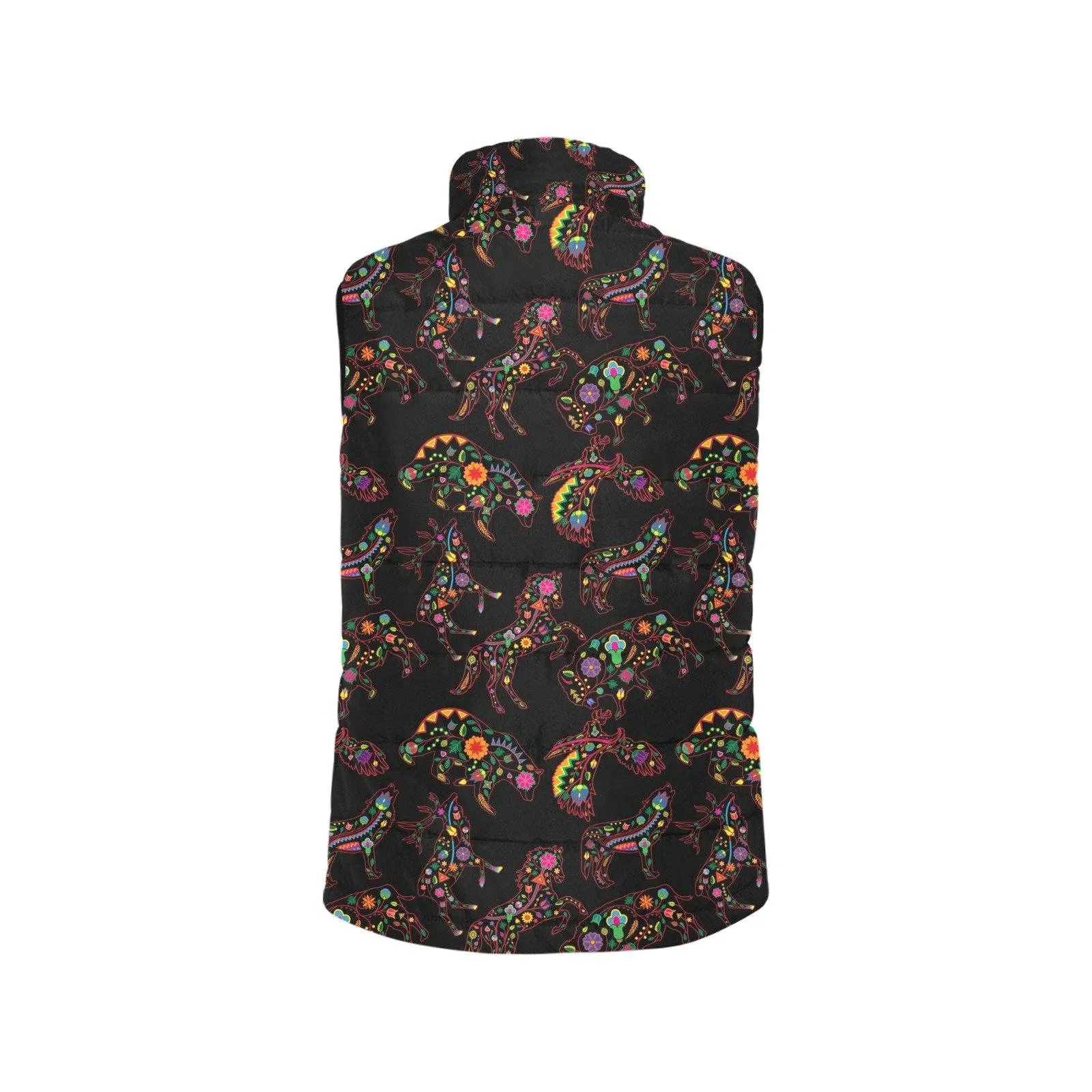 Neon Floral Animals Men's Padded Vest Jacket