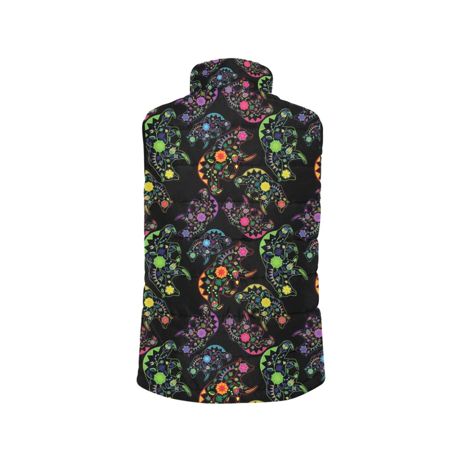 Neon Floral Bears Men's Padded Vest Jacket