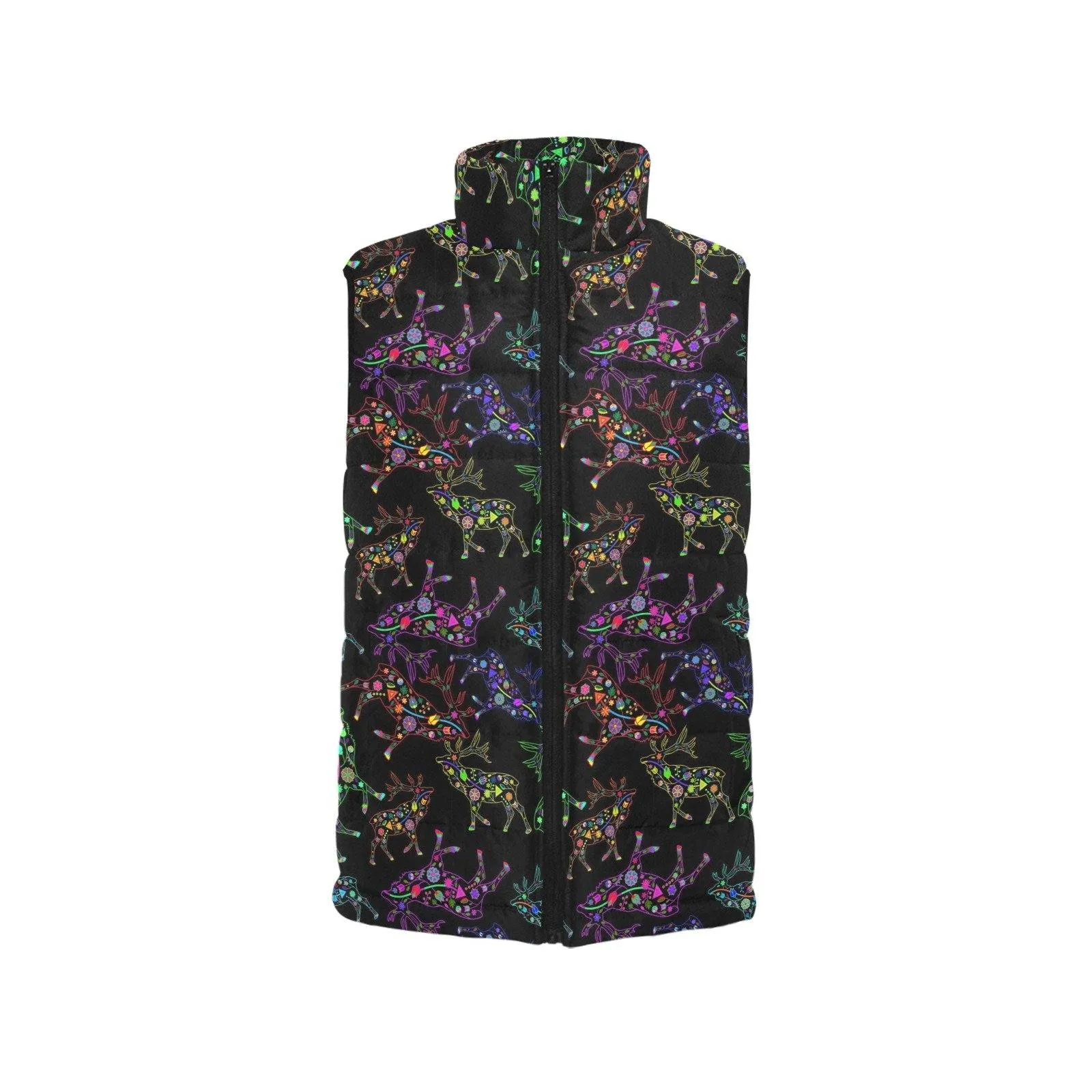 Neon Floral Elks Women's Padded Vest Jacket