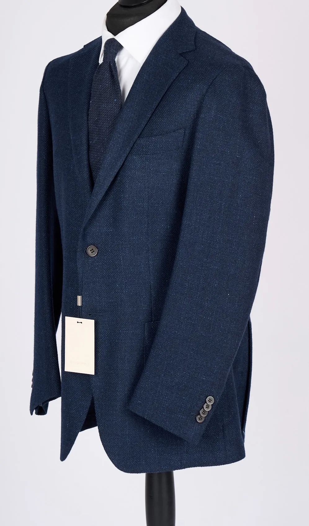 New Suitsupply Havana Blue Plain Wool, Silk, Linen, Cashmere Unlined Blazer - Size 44L