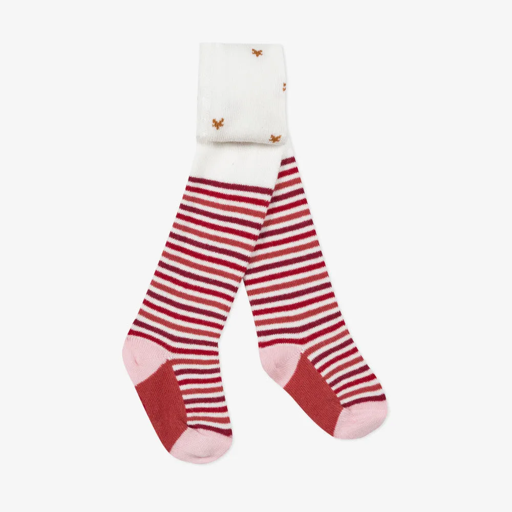 Newborn girl striped knitted tights