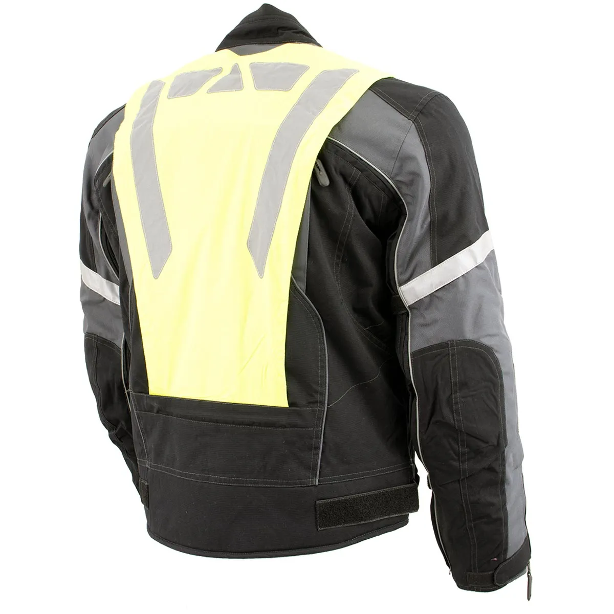 NexGen SH2325 Men's Armored Two in One Textile and Mesh Racing Jacket with Retractable Hi Viz Protection