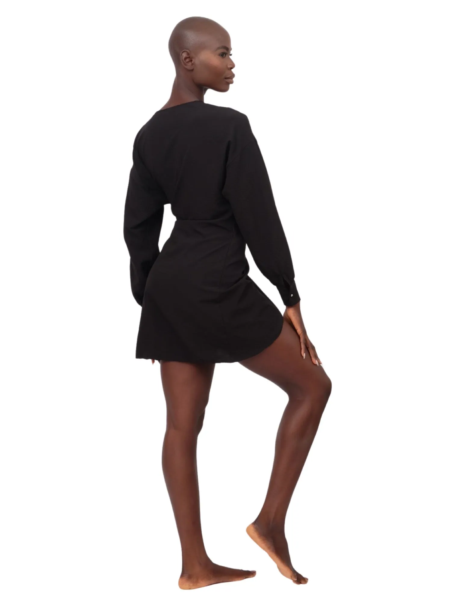 Norma Wrap Mini Dress - Black