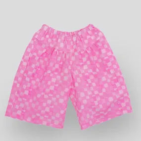 OEKO-TEX Certified Soft Cotton Pink Checkerboard Culotte Pants for Toddlers and Childre