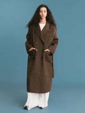 ONE BY CUBIC Straight Wool Blend Long Coat