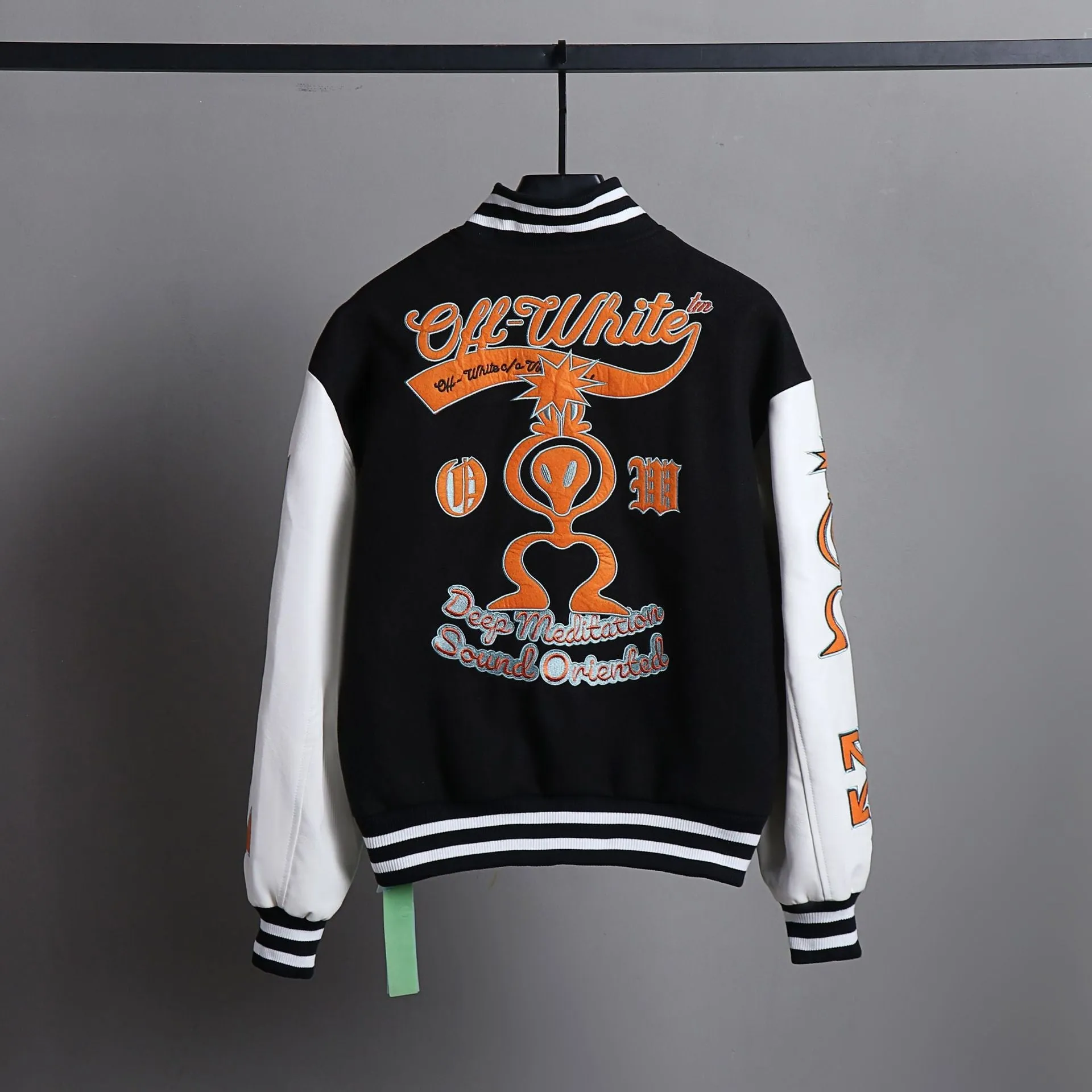 Ow Jacket Orange Embroidered Cotton-Padded Jacket for Men