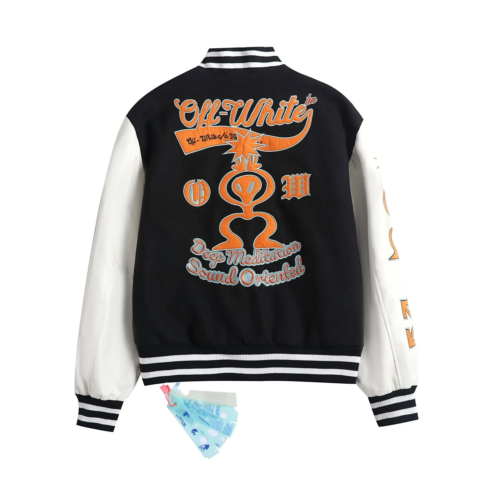 Ow Jacket Orange Embroidered Cotton-Padded Jacket for Men