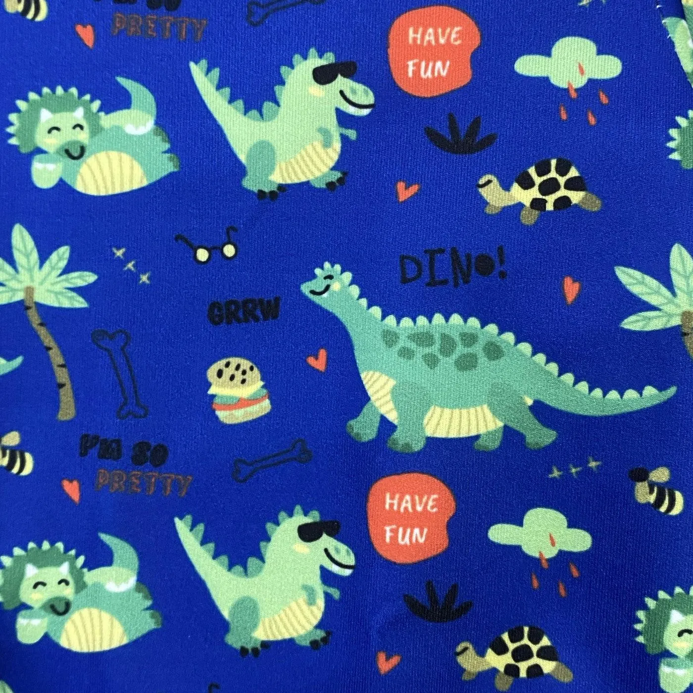 Polka Tots Full Sleeves Dinosaur Print Poly Jacket - Royal Blue