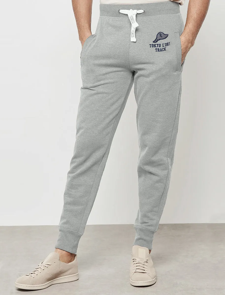 Pollow Brushback Fleece Cuffed Joggers in Light Grey Marl - Tokyo Laundry