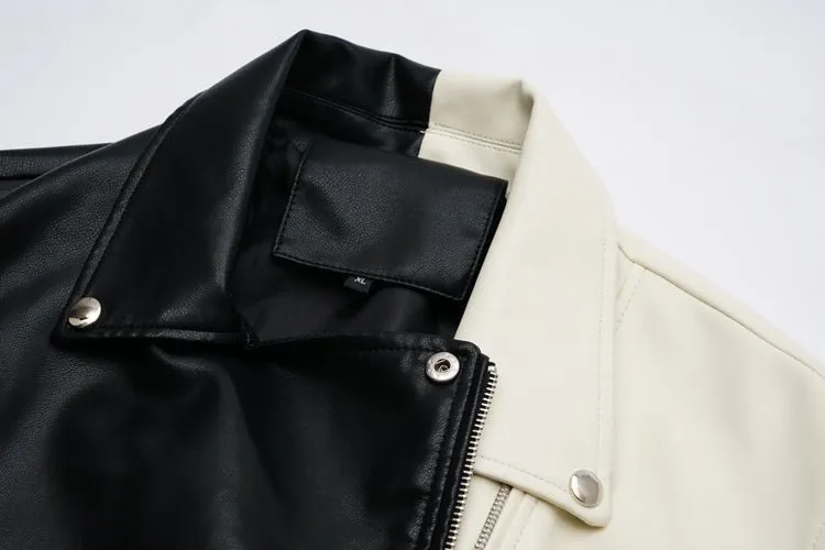 Pre Order:  Contrast Vegan Leather Jacket - @irregular_wear