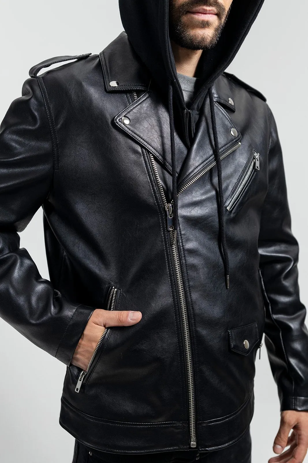 Ralph Mens Vegan Faux Leather Jacket