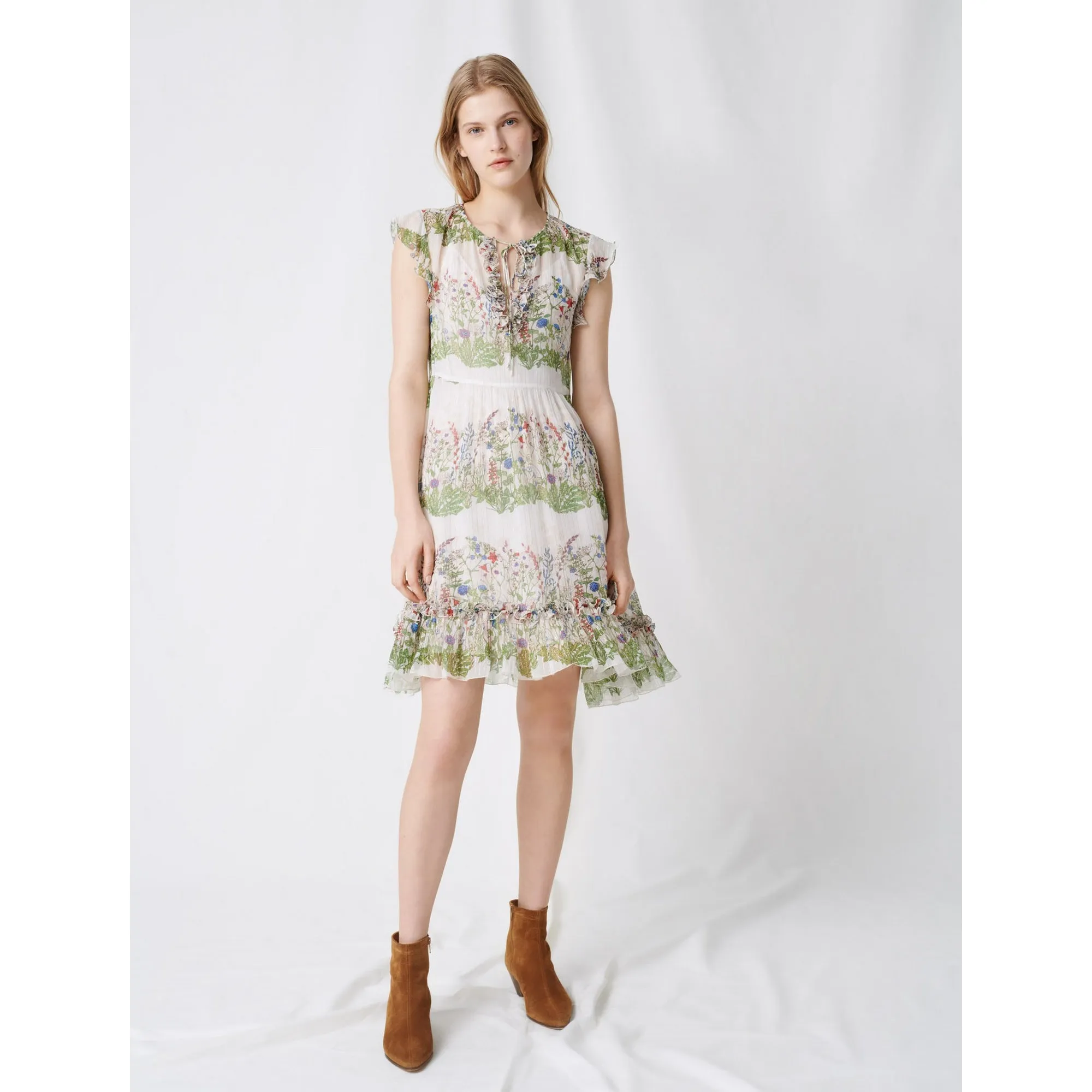 Reinette Dress - Ecru / Green