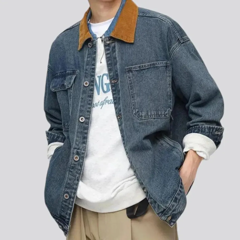 Retro fit denim jacket for men