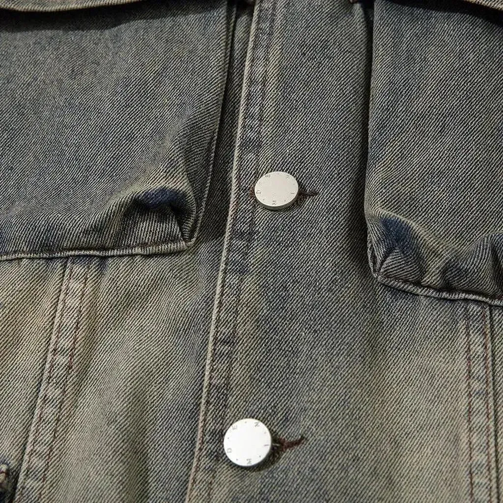 Sanded voluminous denim jacket for men