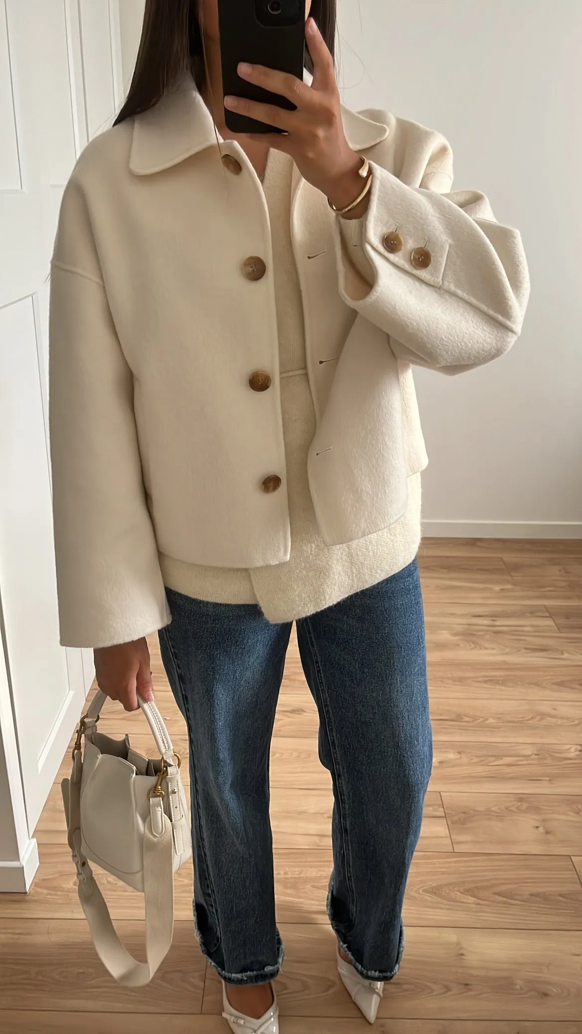 Short coat in wool [ cream]