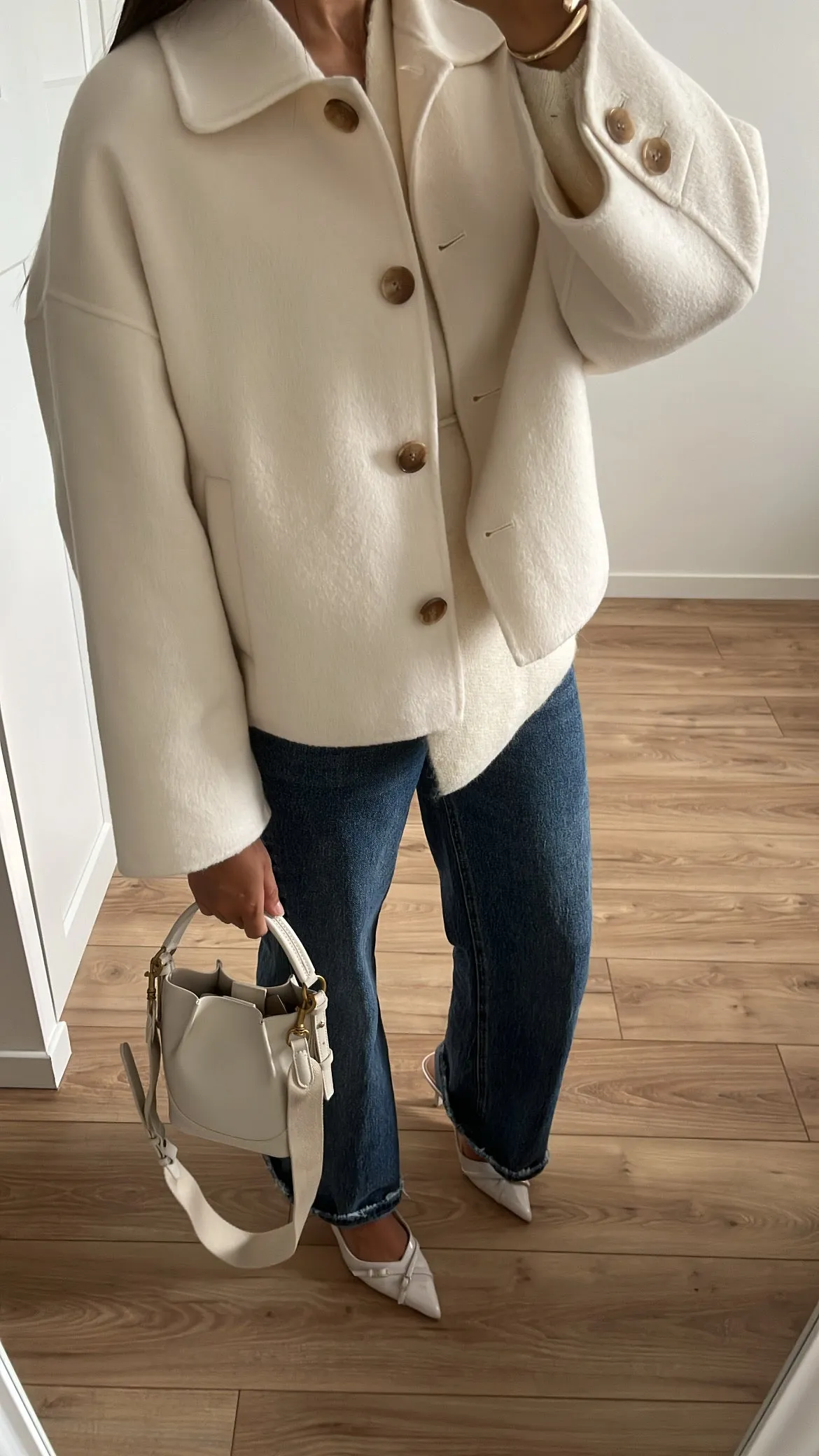 Short coat in wool [ cream]