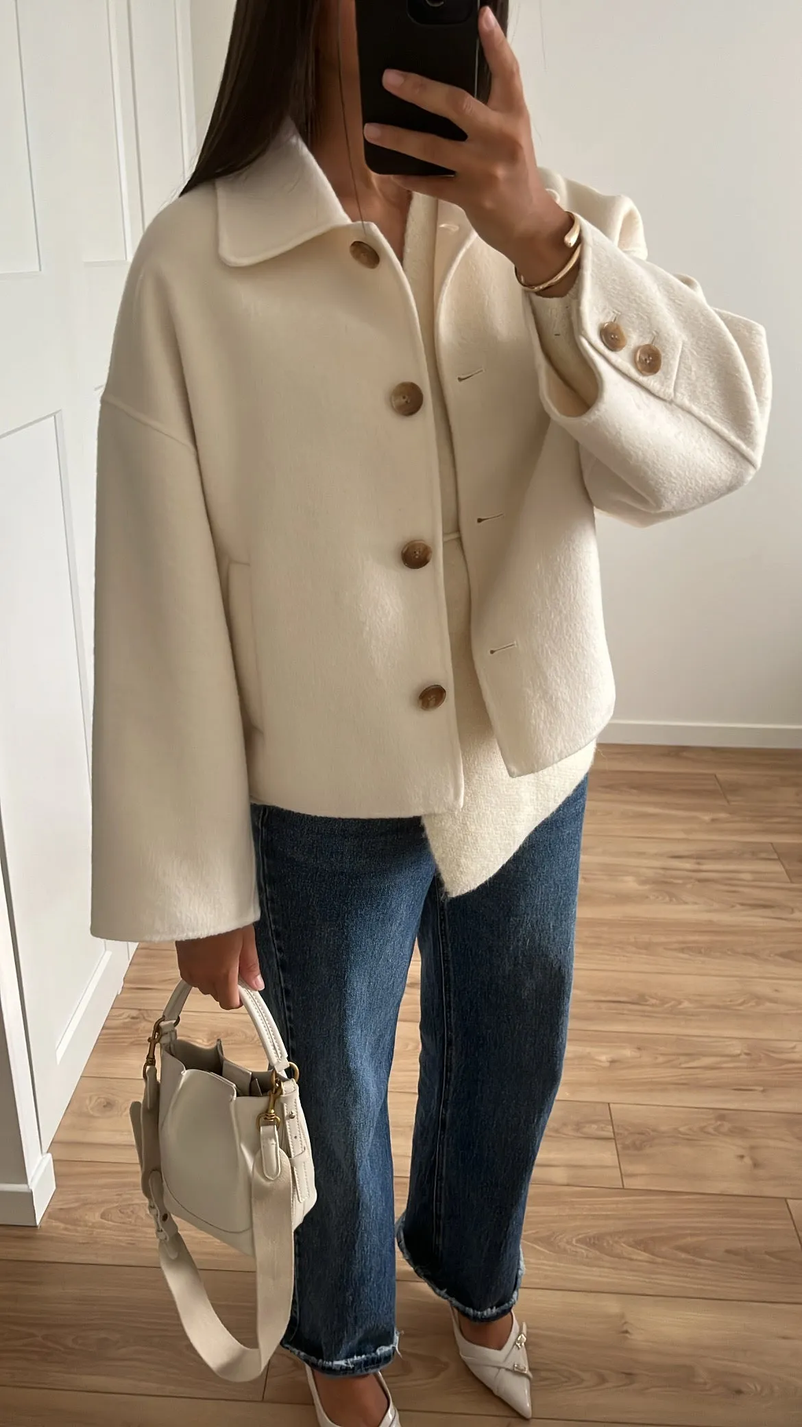 Short coat in wool [ cream]