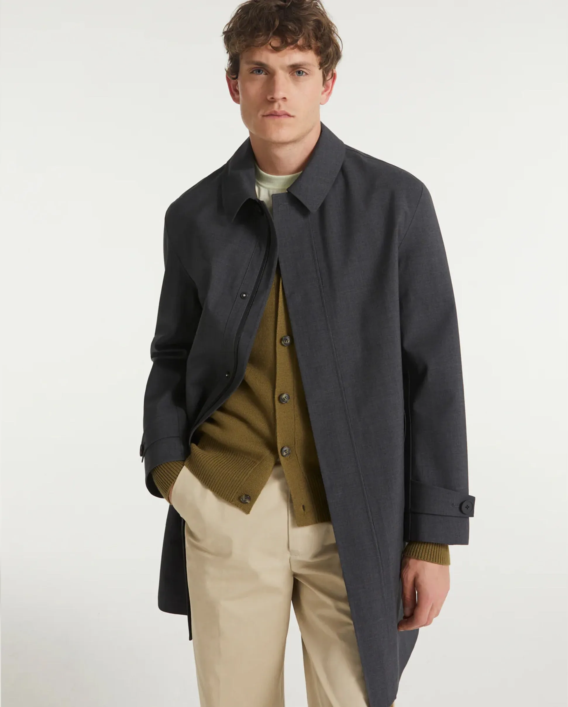 TECH WOOL MAC COAT 110CM / GRIS ANTHRACITE