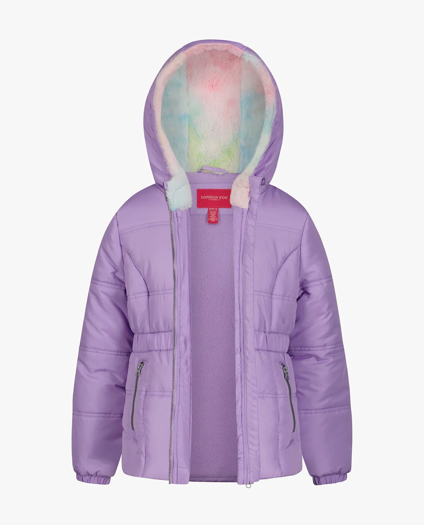 TODDLER GIRLS ZIP-FRONT HOODED MID CINCH PUFFER