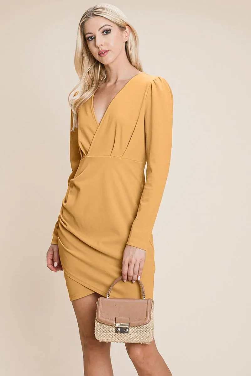 V neck Wrap mini Tulip Dress