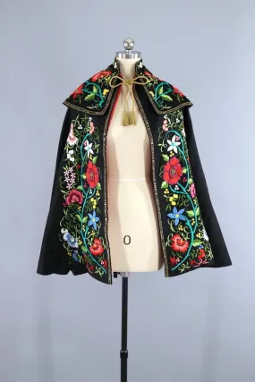 Vintage 1940s Embroidered Cape / Spanish Matador Toreador Capote