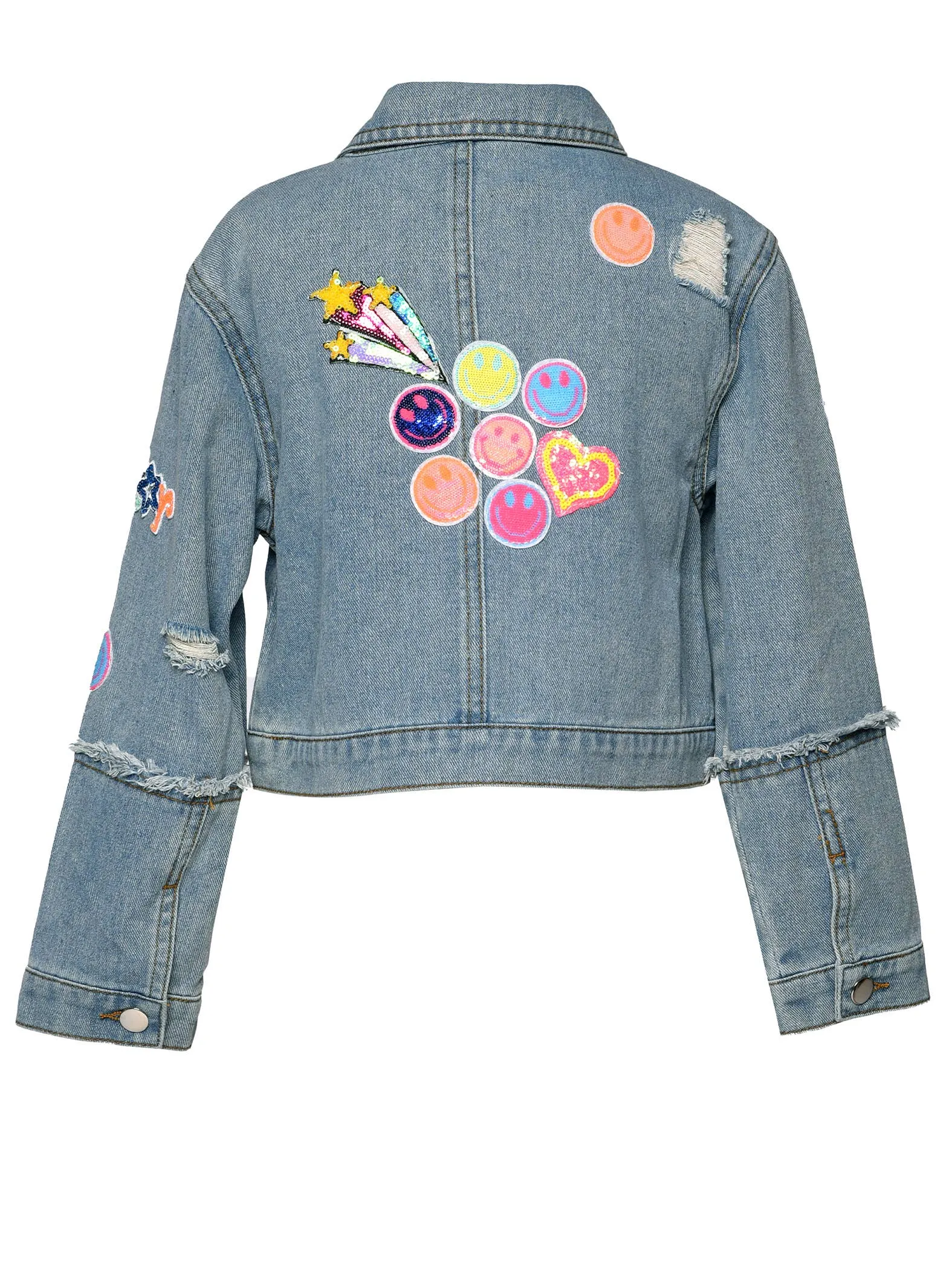 VINTAGE JEAN JACKET WITH SEQUIN PATCHES