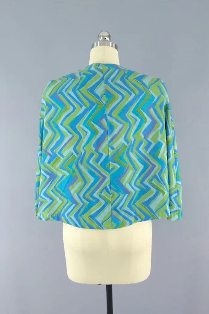 Vintage Mod Aqua 1960s Cape