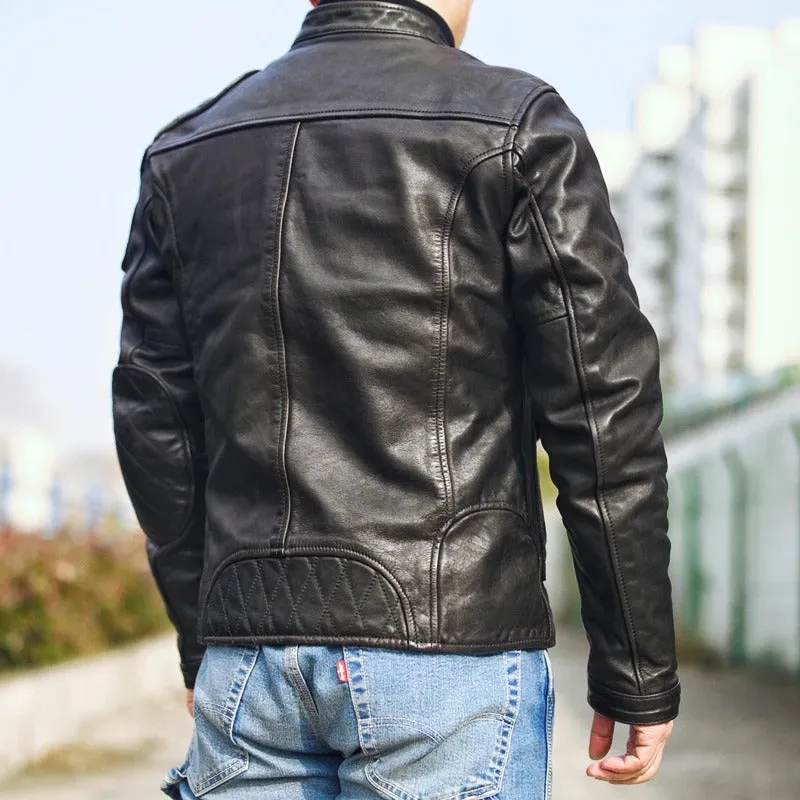 Vintage Motorcycle Jacket: Genuine Leather Men's Jacket