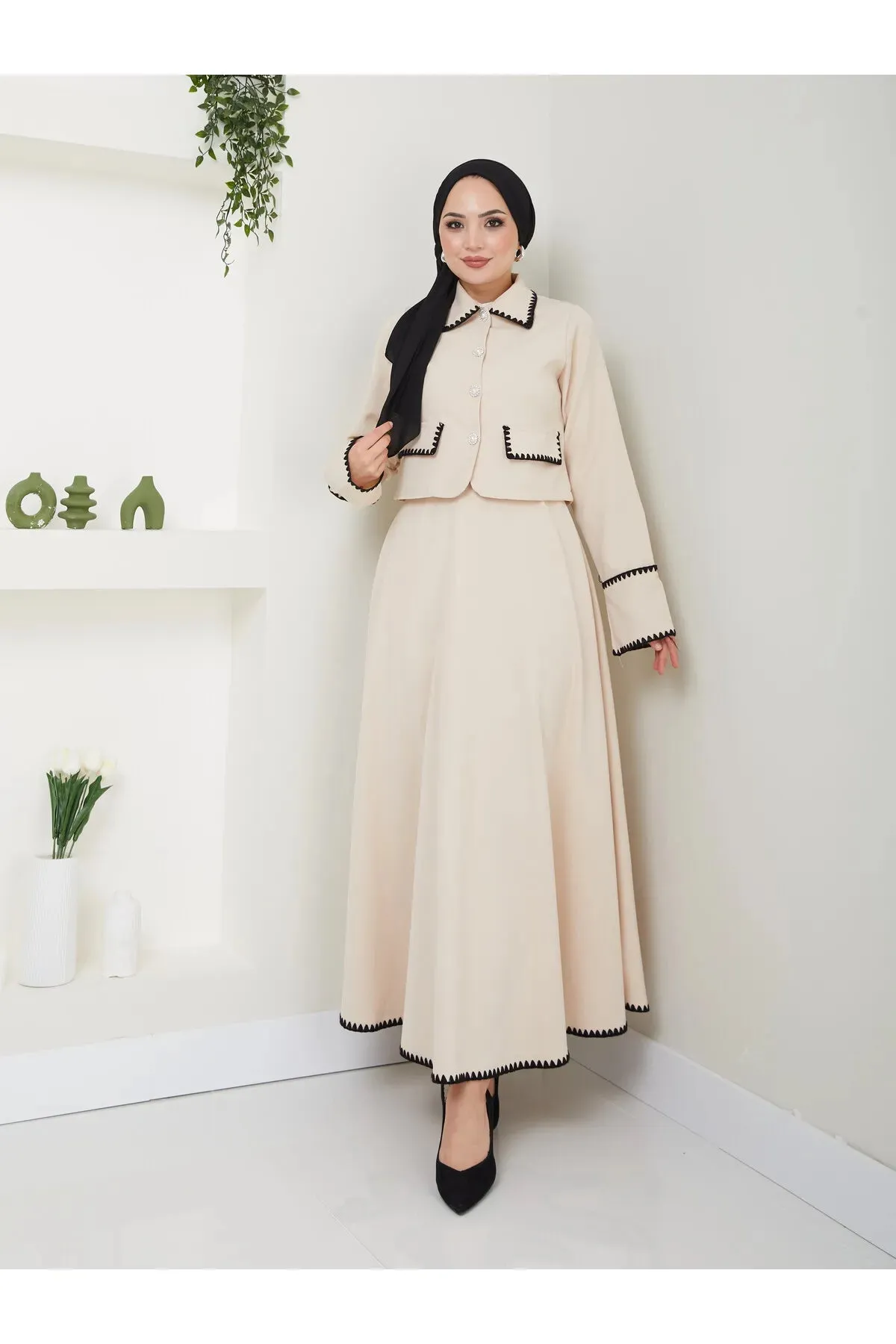 Volt Clothing Women's Pearl Button Clamshell Jacket Skirt Sets