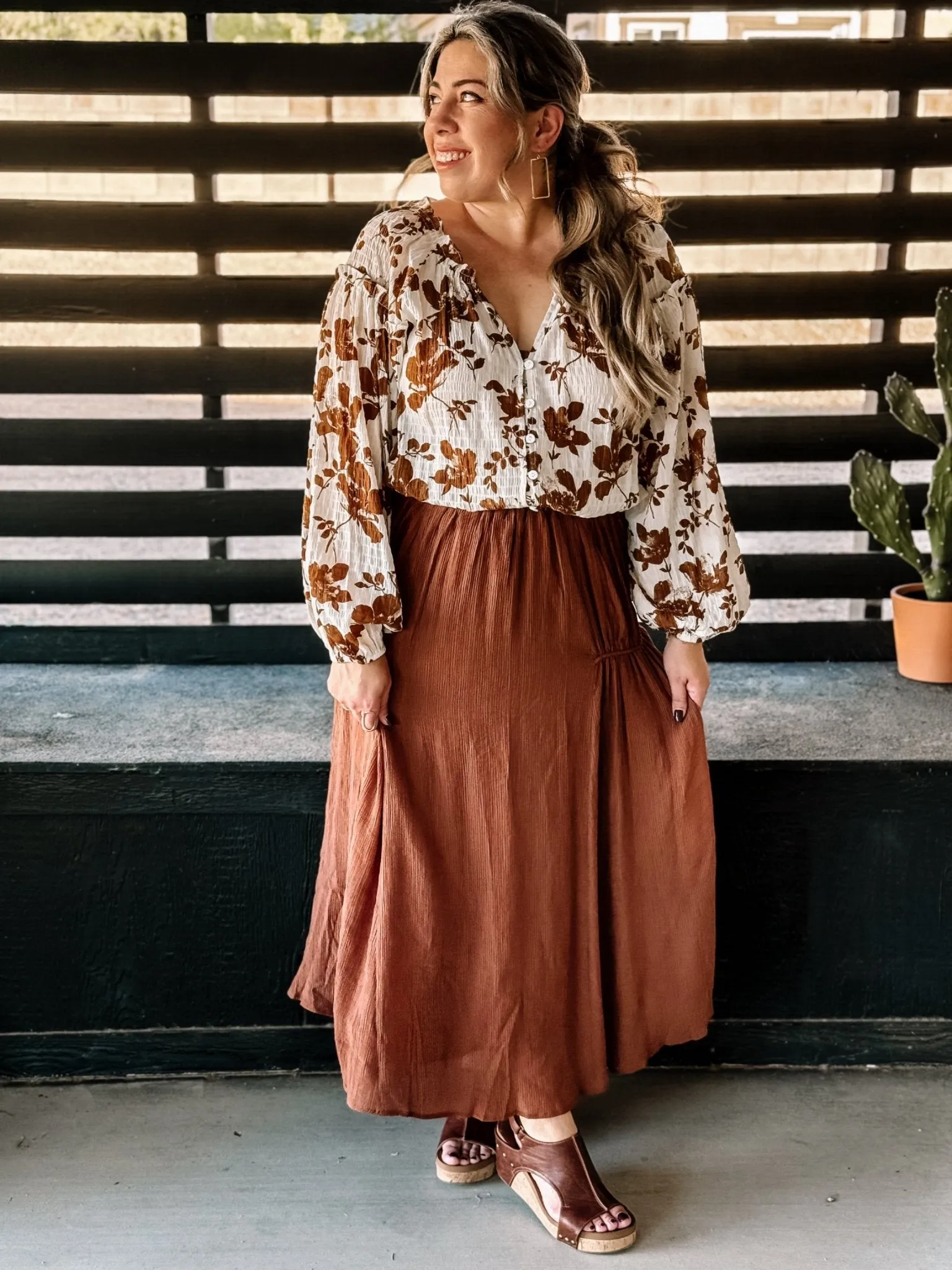 Wagon Wheel Boho Western Midi Skirt