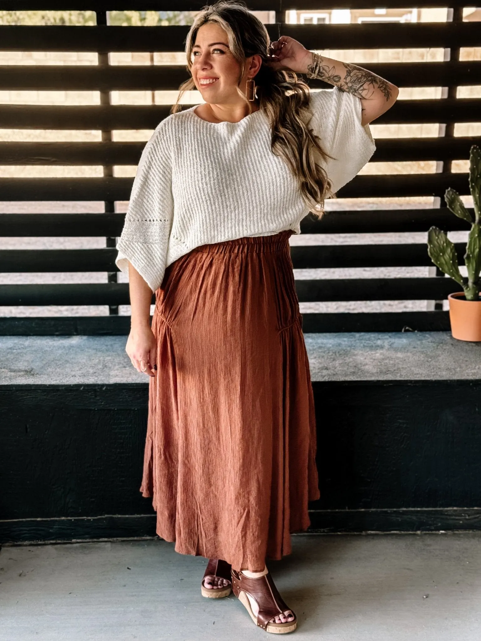 Wagon Wheel Boho Western Midi Skirt