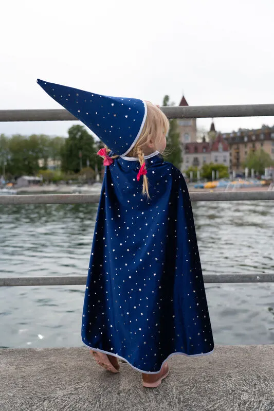 Wizard Dress Up Cape - Blue and Silver