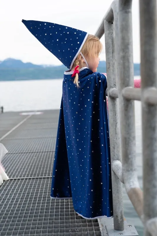 Wizard Dress Up Cape - Blue and Silver