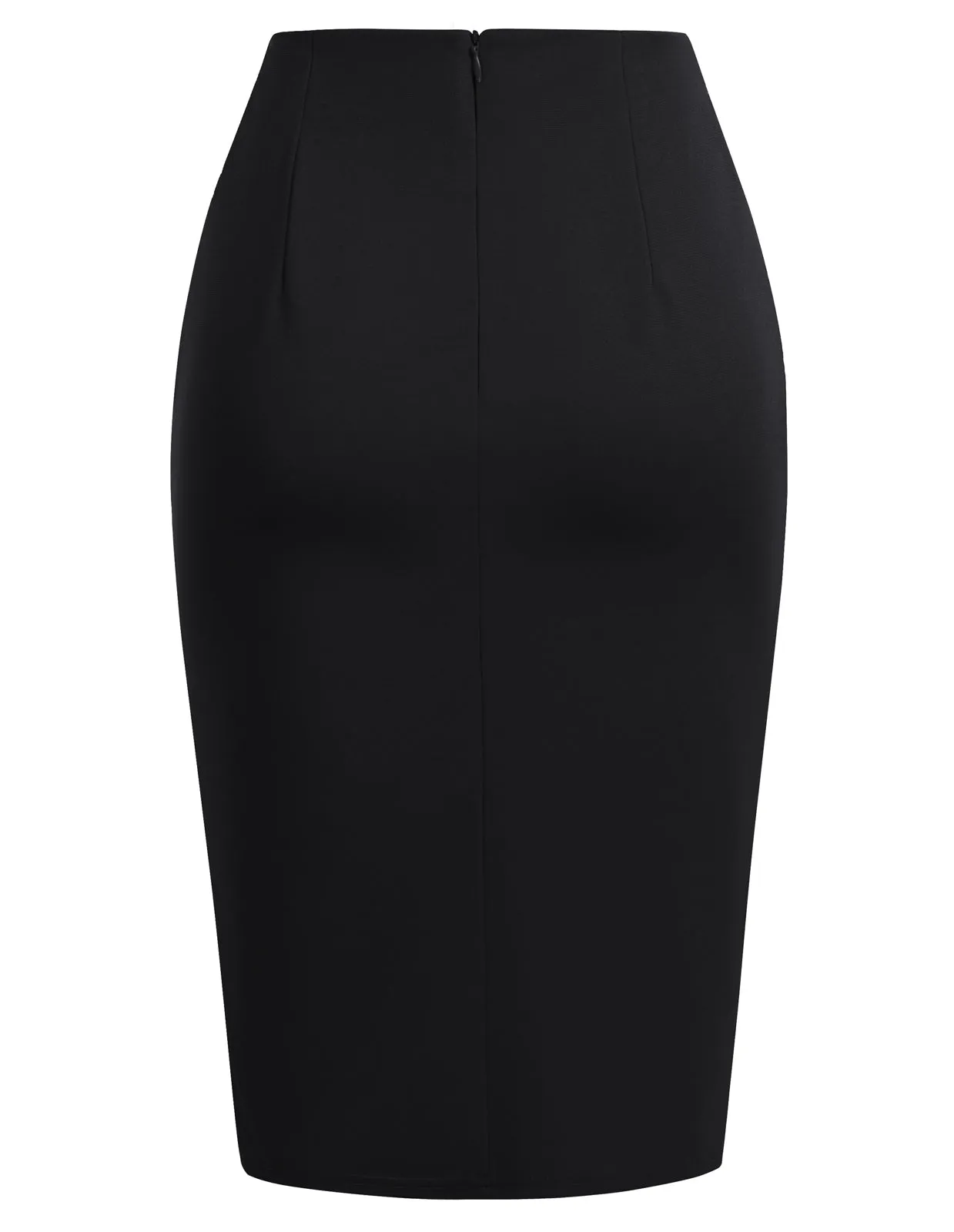 Women High Waisted Warp Ruched Pencil Skirt Elegant Split Slit Hem Bodycon Midi Skirt Wear to Work