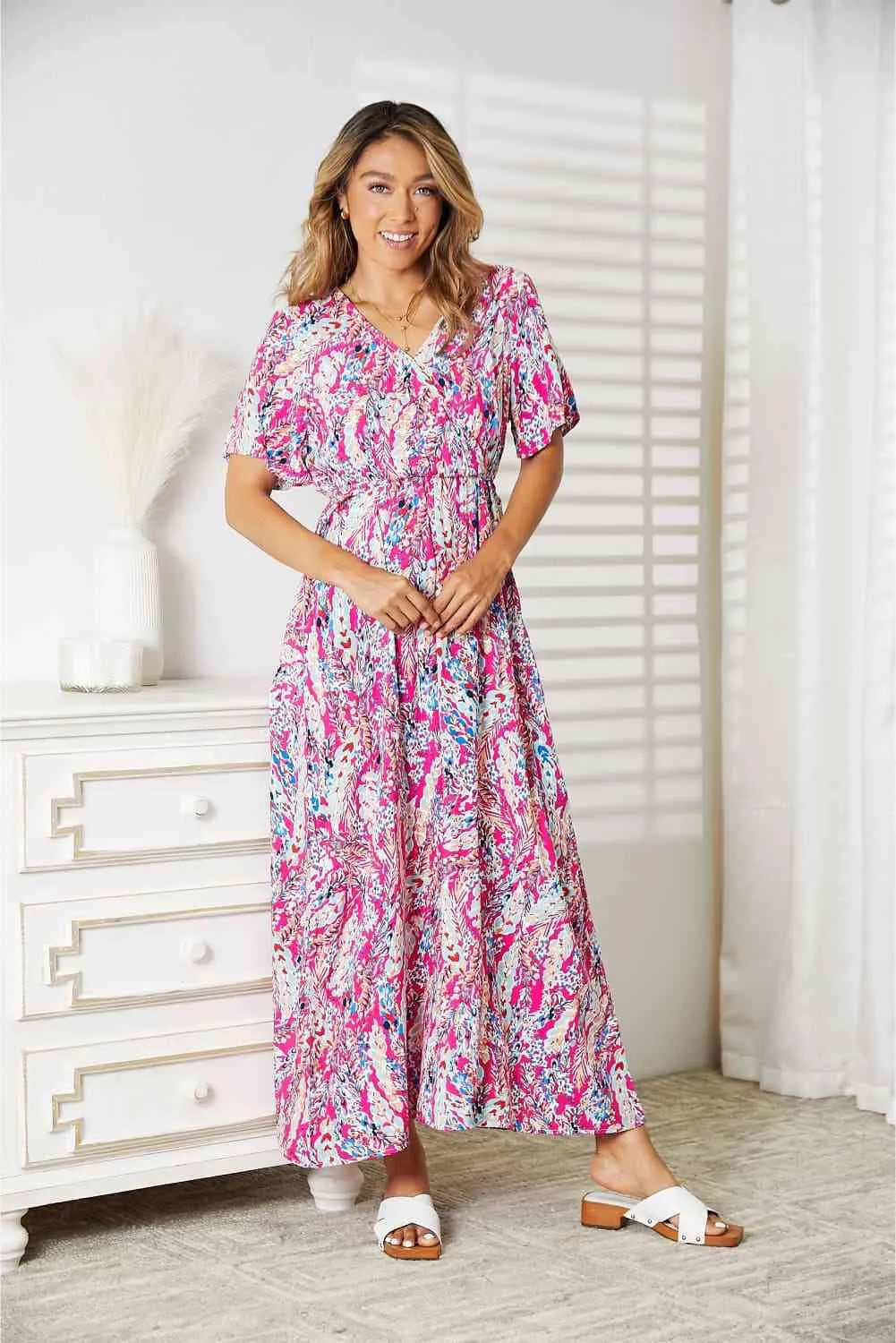 Women's Double Take Multicolored V-Neck Maxi Dress