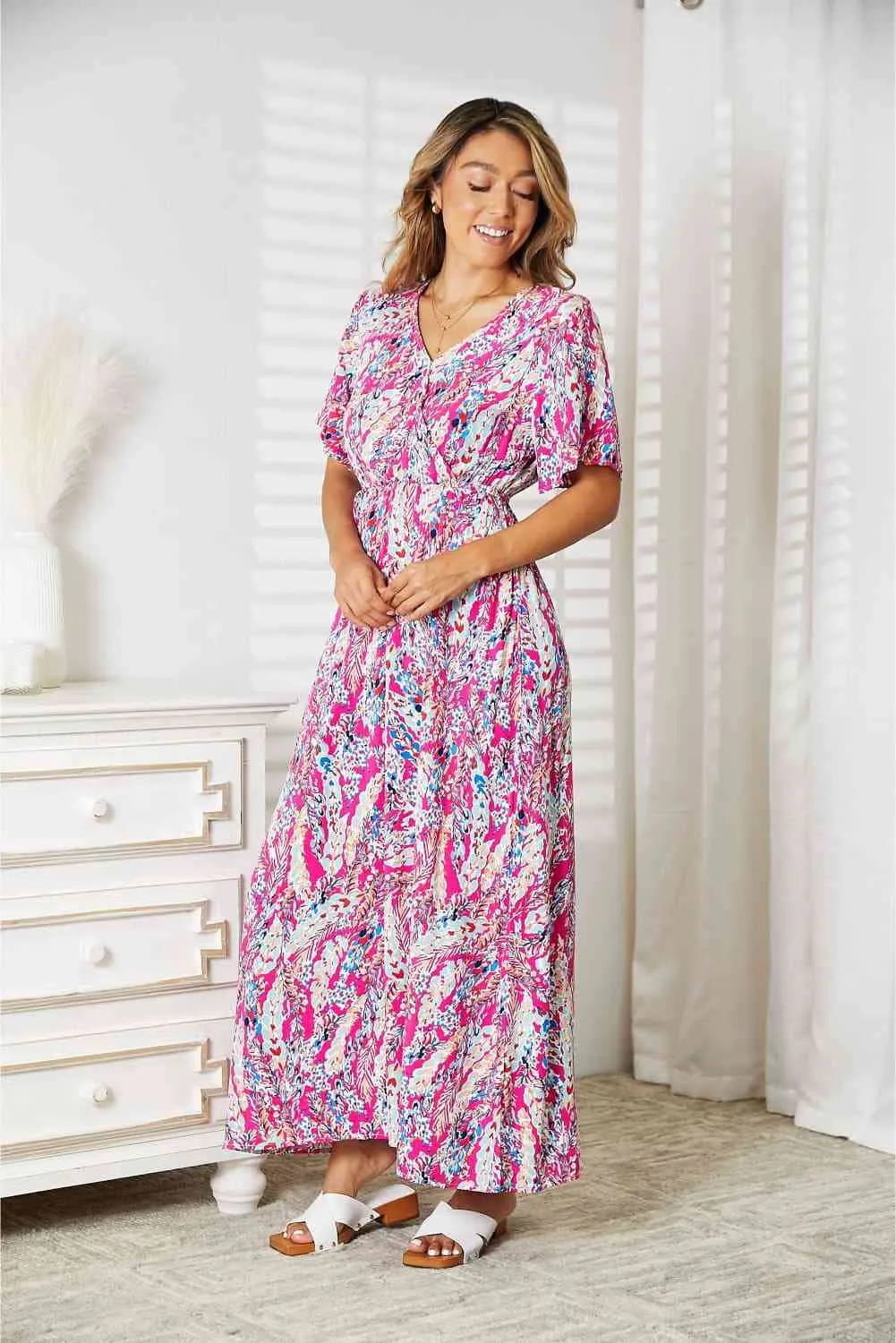 Women's Double Take Multicolored V-Neck Maxi Dress