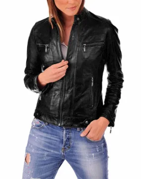 Womens Leather Motorcycle Jacket