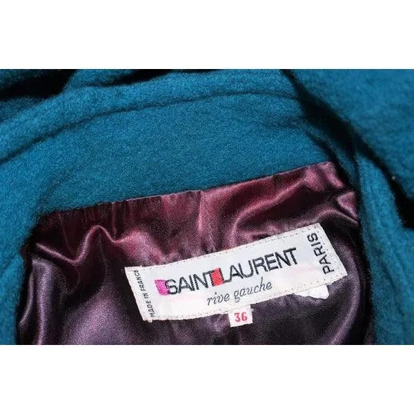 YVES SAINT LAURENT Turquoise Wool Coat | Size 6