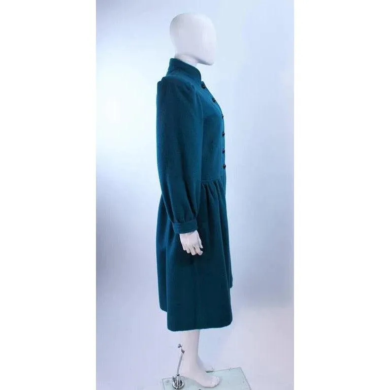 YVES SAINT LAURENT Turquoise Wool Coat | Size 6